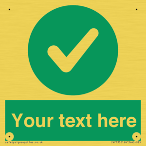 Custom green background, green circle with tick